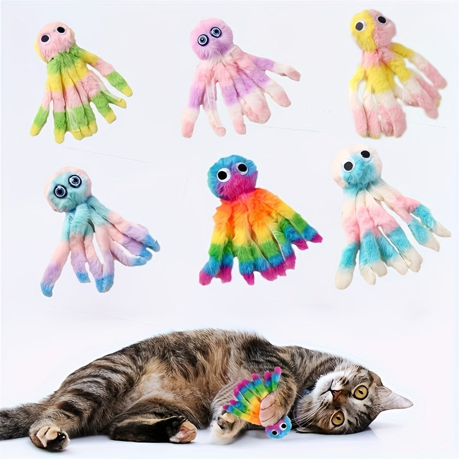 Cat Kick Toy Octopus 5-Pack - Cute Stuffed Chew & Kick Plush Toy for Indoor Cats, Teaser Wand Replacement Heads, Colorful Catnip-Style Interactive Cat Toy Set for Biting & Bunny Kicking