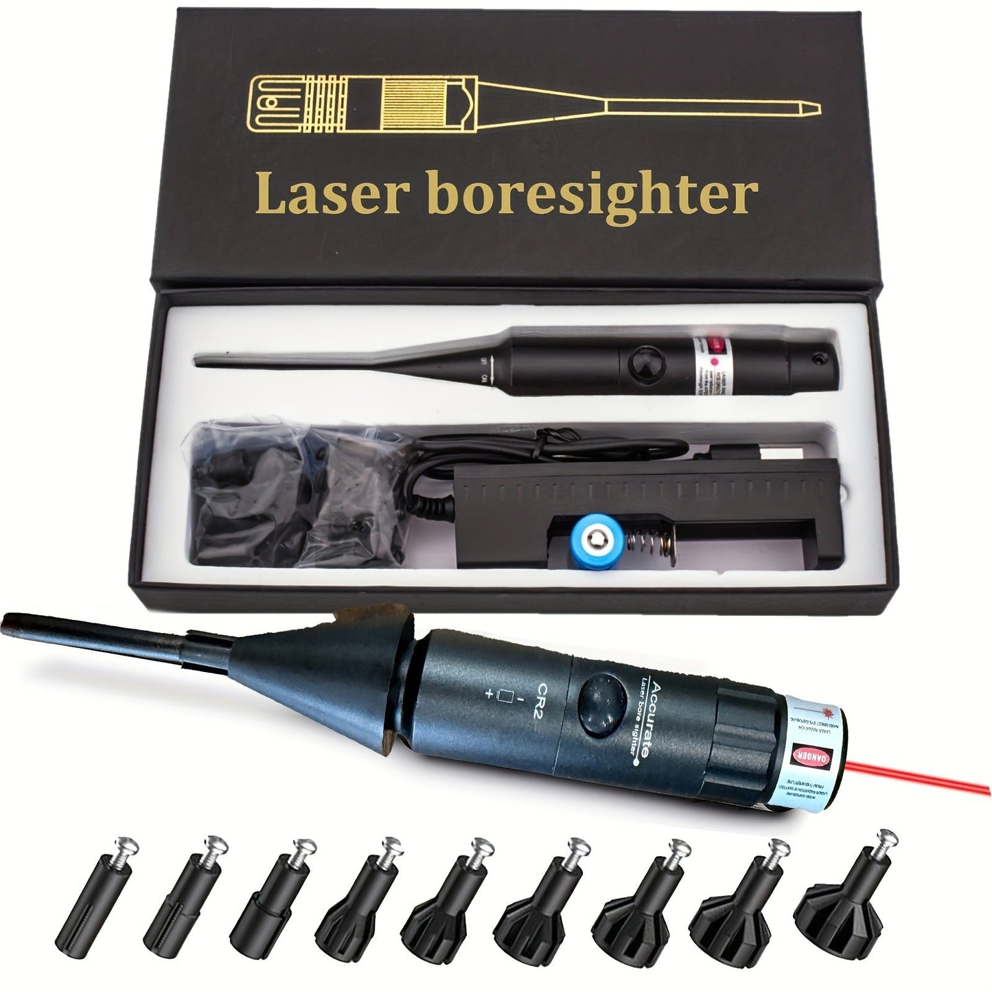 Bore Sight Laser Kit Red & Green Laser Boresighter with 8 & 32 Adapters – Multi-Caliber Universal Bore Sighter for .17 Cal to 12GA Rifle, Pistol & All Guns, Tactical Zeroing Tool