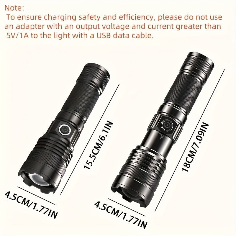 Survival Flashlight with Fire Starter - 3000 Lumen Rechargeable Aluminum Torch, Fresnel Lens Igniter, Zoomable LED, 18650 Battery for Wilderness Camping, Fishing & Emergency
