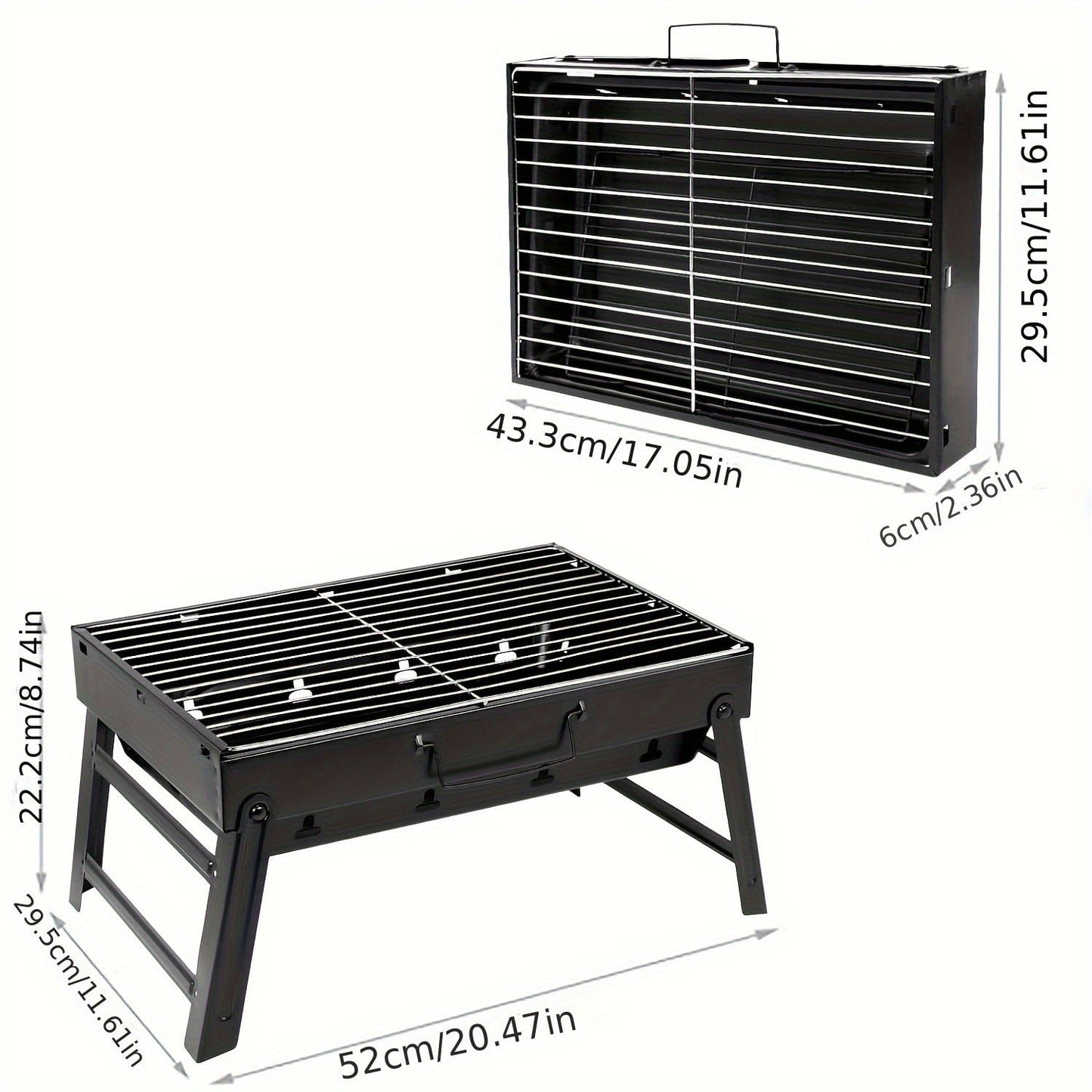 Portable Folding Charcoal Grill Smokeless BBQ Grill for Camping Picnic Backyard Garden Patio Outdoor Cooking Compact Durable Iron Barbecue Grill