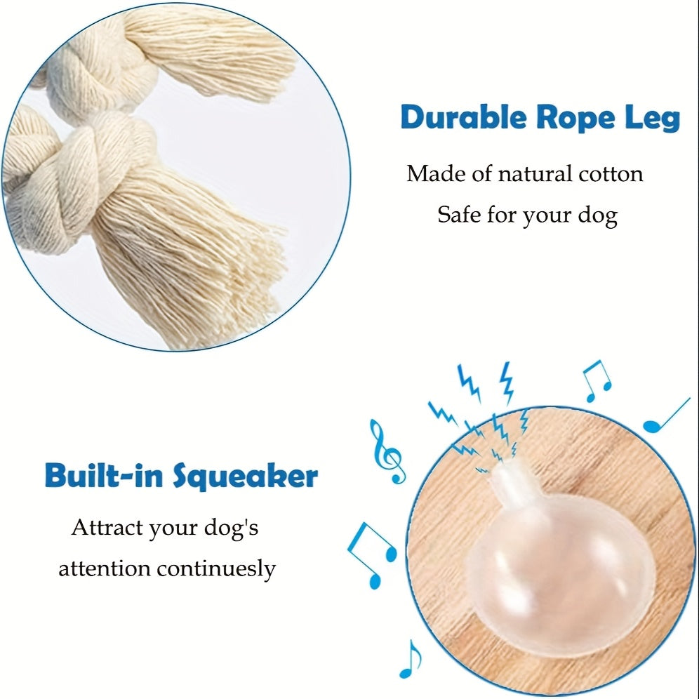 Squeaky Dog Toy Plush Parrot with Rope Interactive Chew Toy Soft Durable Stuffed Animal for Teething Puppies Small Medium Large Dogs All Breeds