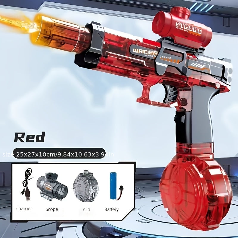 Automatic Electric Water Gun Large Capacity for Kids & Adults – High-Power Squirt Blaster for Pool Beach Lawn Backyard Summer Water Battle, Birthday Party Gift for Boys Girls Ages 6+ (Blue & Red)