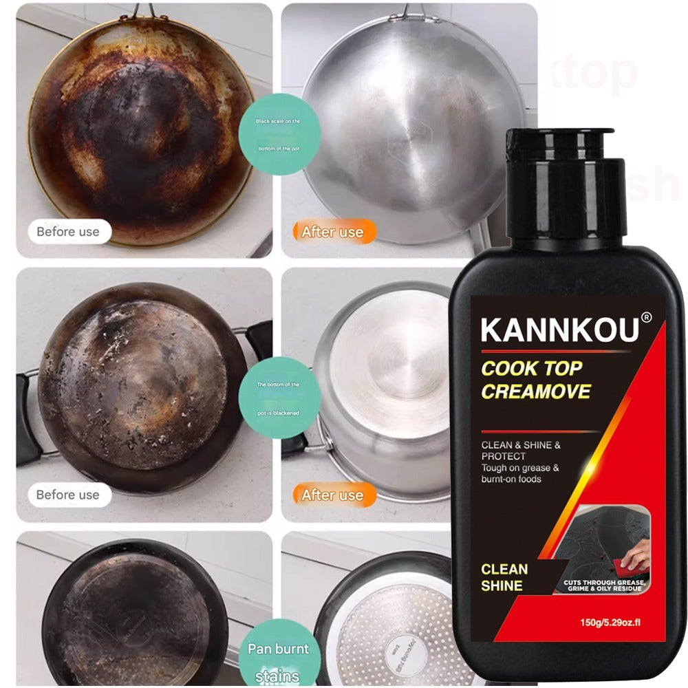Ceramic Glass Cooktop Cleaner Polish 150g Heavy Duty - Removes Burnt-On Stains Grease & Residue, Makes Stovetops Streak-Free & Shiny, Glass Ceramic Stove Top Cleaner for Induction Electric & Smooth Top Ranges