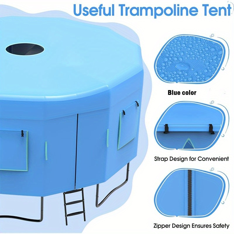 Trampoline Tent Canopy with Windows & Sun Protection – Fits 6/8/10/12/14/15/16ft Round Trampoline, Straight Pole Compatible – Outdoor Backyard Playground Cover (Tent Only)