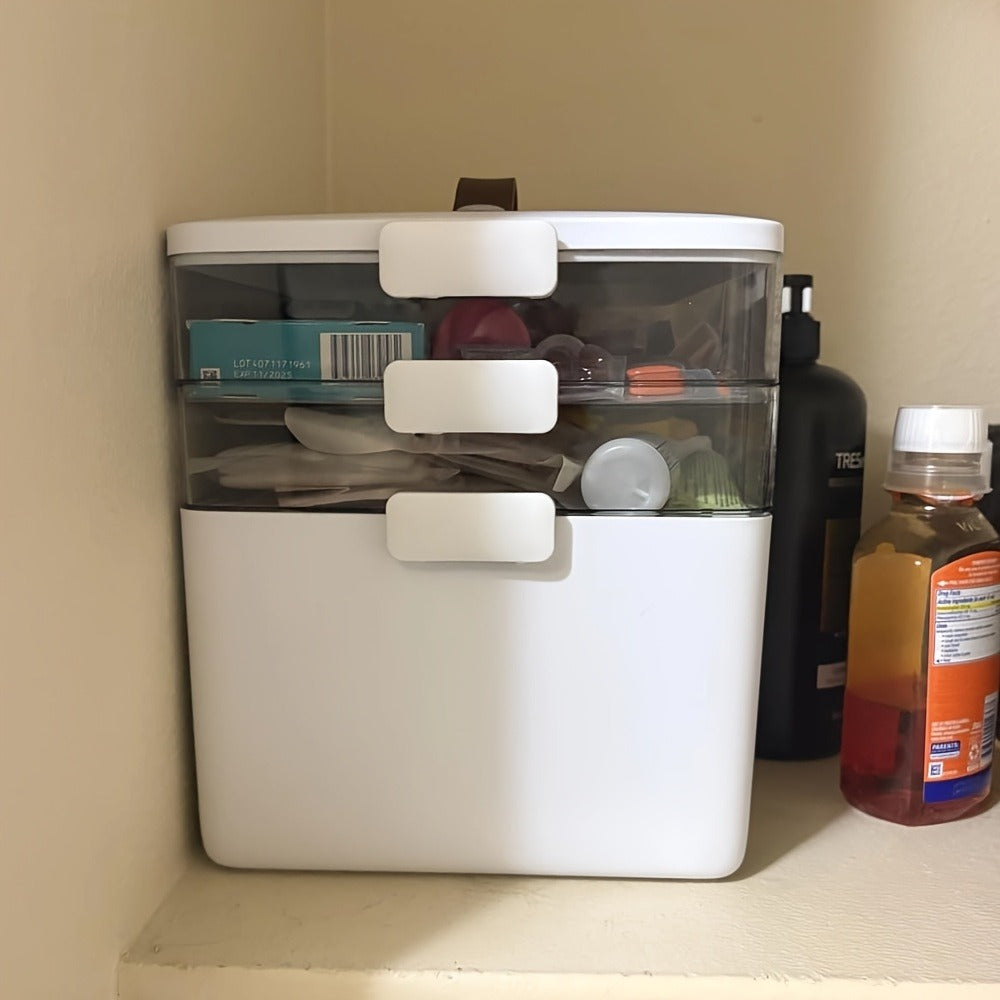 3-Tier Plastic Medicine Cabinet with Carry Handle for Organized Everyday Storage detail image - detail view 13