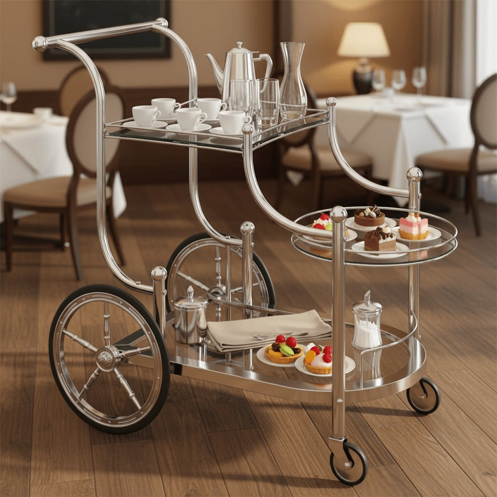 3-Tier Rolling Bar Carts And Serving Carts with Rolling Wheels for Living Room detail image - detail view 7