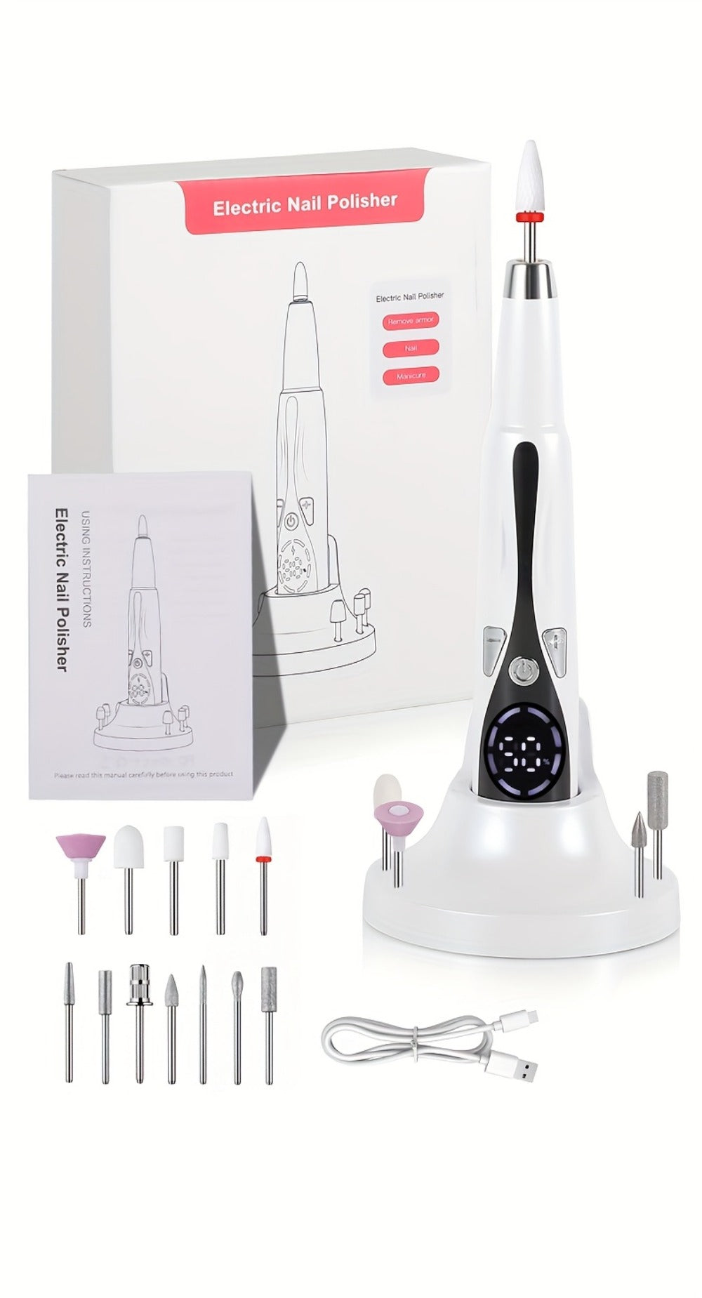 Electric Nail Drill Kit 12 Bits & Stand – 20000RPM Professional Nail File for Gel Polish Removal, Acrylic Shaping & Cuticle Care | Home Manicure Nail Drill Set for Beginners & Salon Use