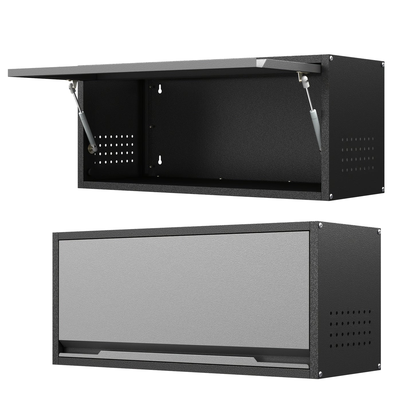 Wall Storage Cabinet shown in the Black Gray option