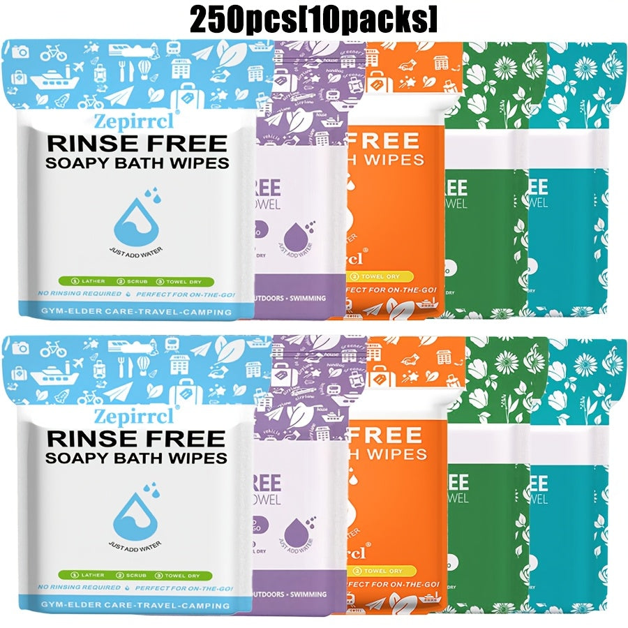 Disposable No-Rinse Soap Towel Sheets for Travel Camping Gym - Portable Foam Bath Towel Sensitive Skin Safe Wet Lather Dry All-In-One Body Wash Towel 25/50/100/250pcs