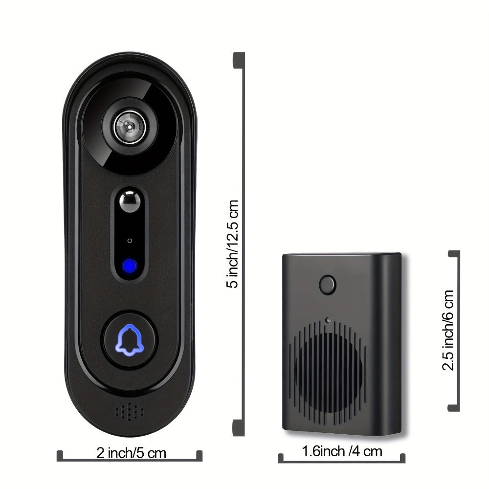 Video Doorbell Camera 1080P HD Wireless with Night Vision, Motion Detection, Two-Way Audio, Indoor Chime & Cloud Storage – 5200mAh Battery, 166° Wide Angle, 2.4GHz WiFi Smart Door Camera