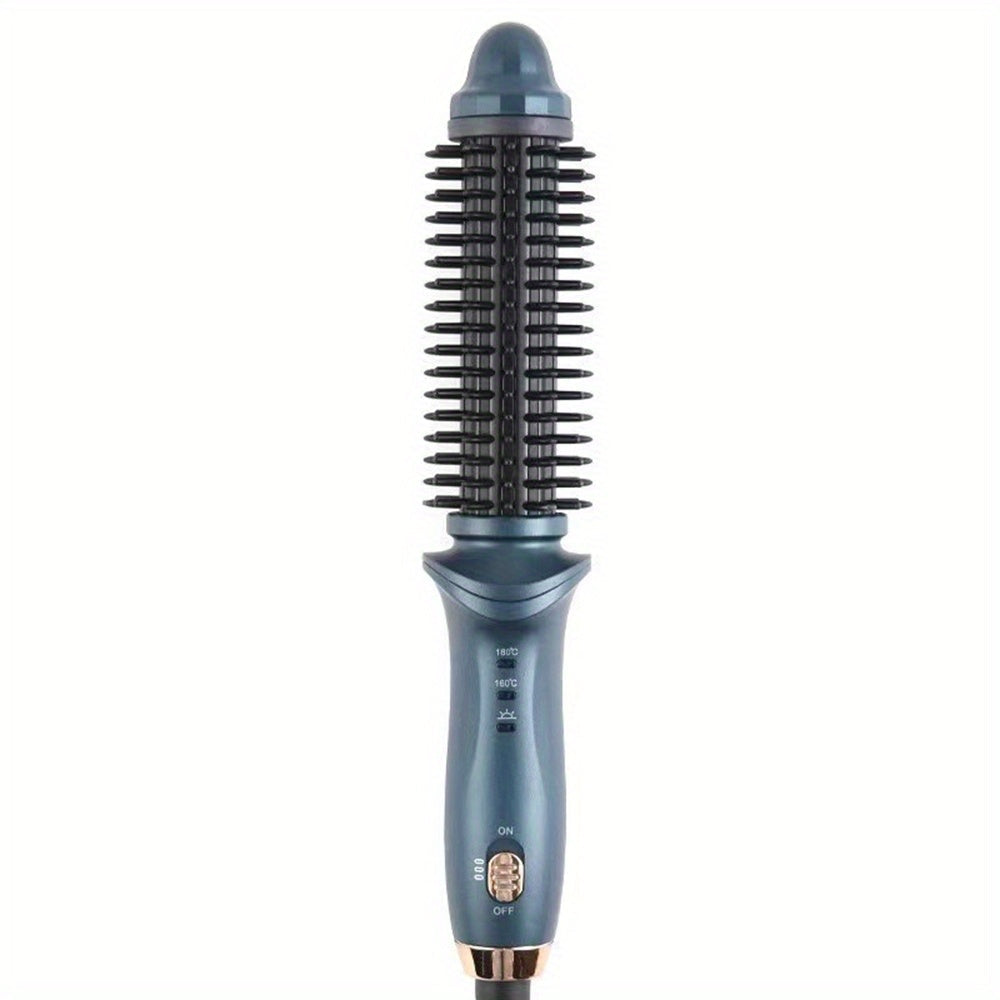 Heated Curling Brush Ceramic Curling Iron Volumizing Round Brush 2-in-1 Straightener Curler Thermal Comb Design Travel-Friendly USB Hair Styler for Women