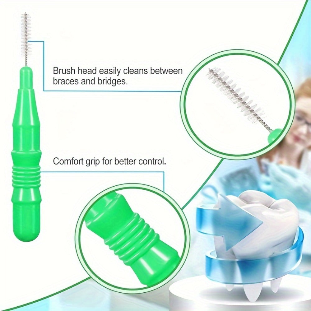 Interdental Brush Picks 350 Pack Soft Floss Dental Toothpick Cleaners Mixed Color - Oral Care Flosser Refill Set for Braces Bridges Implants Teeth Cleaning