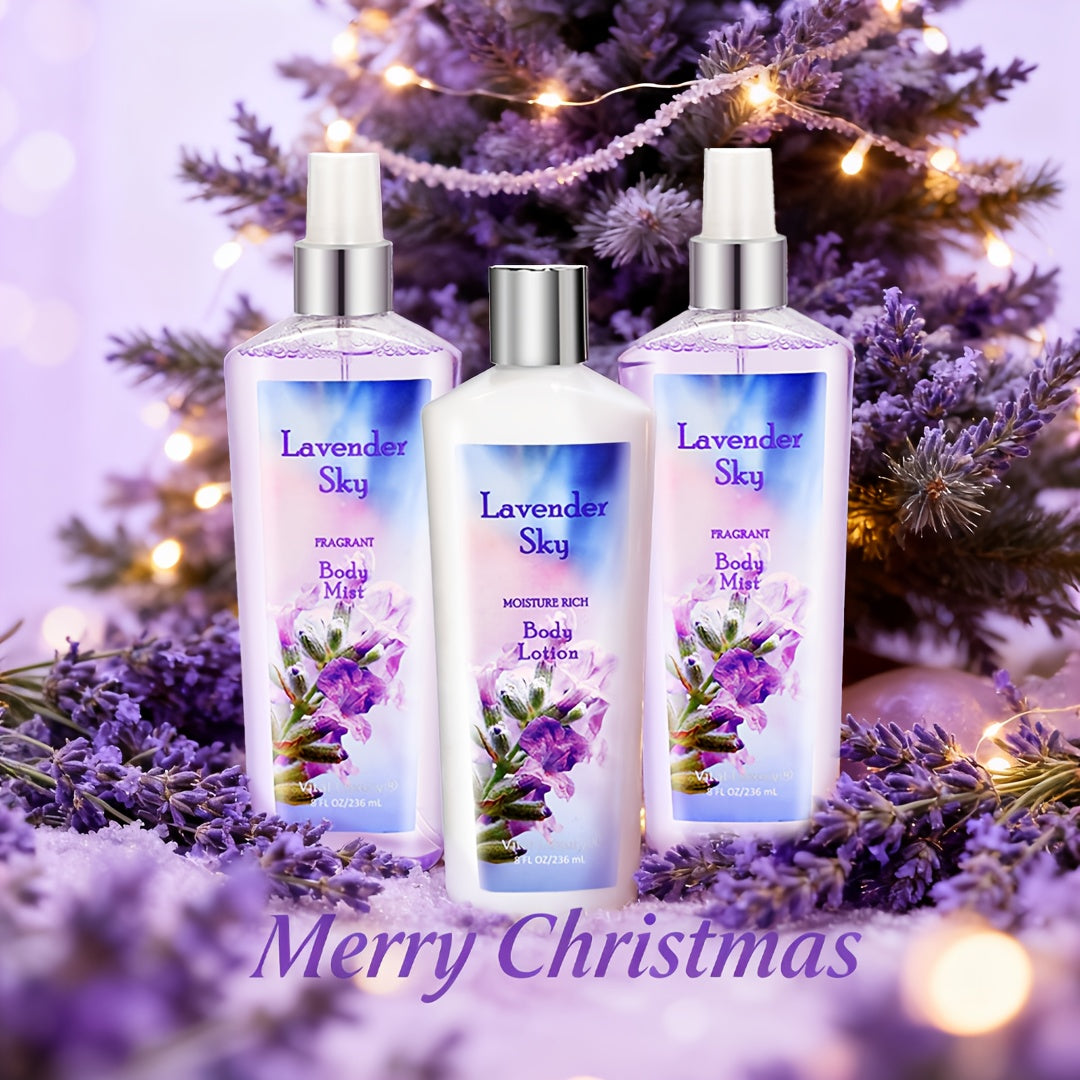 Body Care Gift Set for Women 3pcs – Body Wash, Lotion & Perfume Long-Lasting Fragrance Moisturizing Skin Care Kit Sweet Bloom Cherry Blossom Coconut Lime Lavender