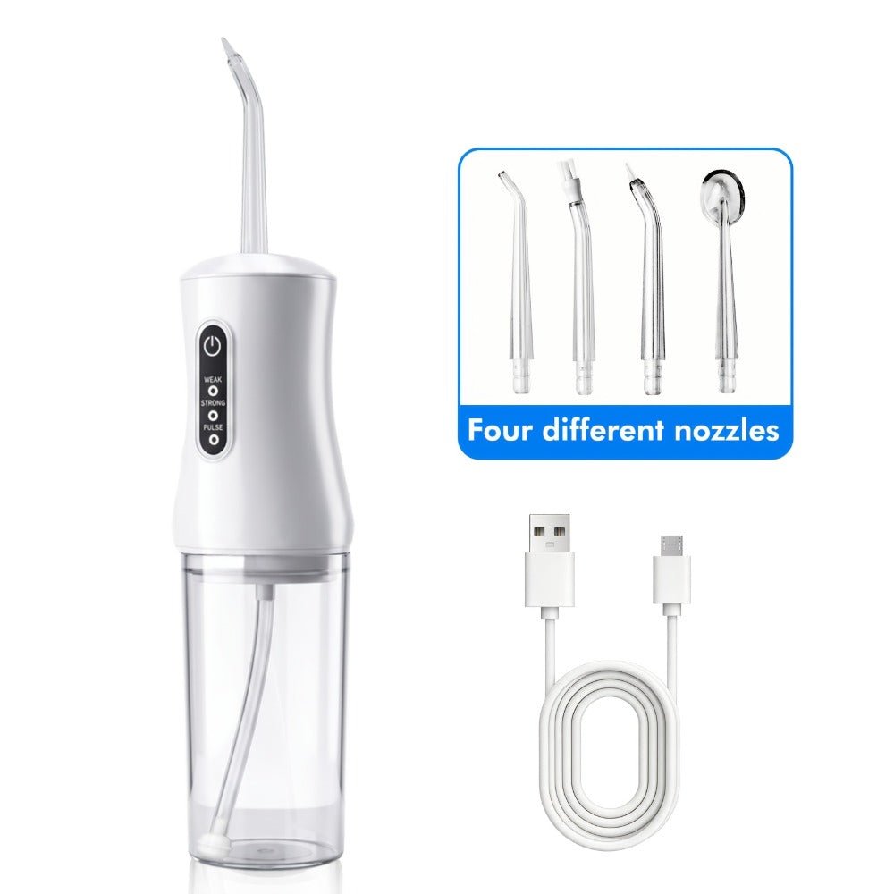 Adjustable Pressure Water Flosser with Interchangeable Nozzles — USB Rechargeable Smart Electric Oral Irrigator for Deep Teeth & Gum Cleaning, Portable Travel-Ready Dental Care Gift for Women Men