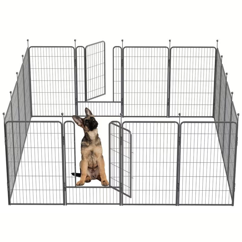 Dog Playpen Heavy Duty Metal - Portable Exercise Pen Fence for Small Medium Large Dogs, 8 or 16 Panel Indoor Outdoor Pet Playpen for RV Camping, Easy Setup Dog Enclosure 32 & 45 Inch
