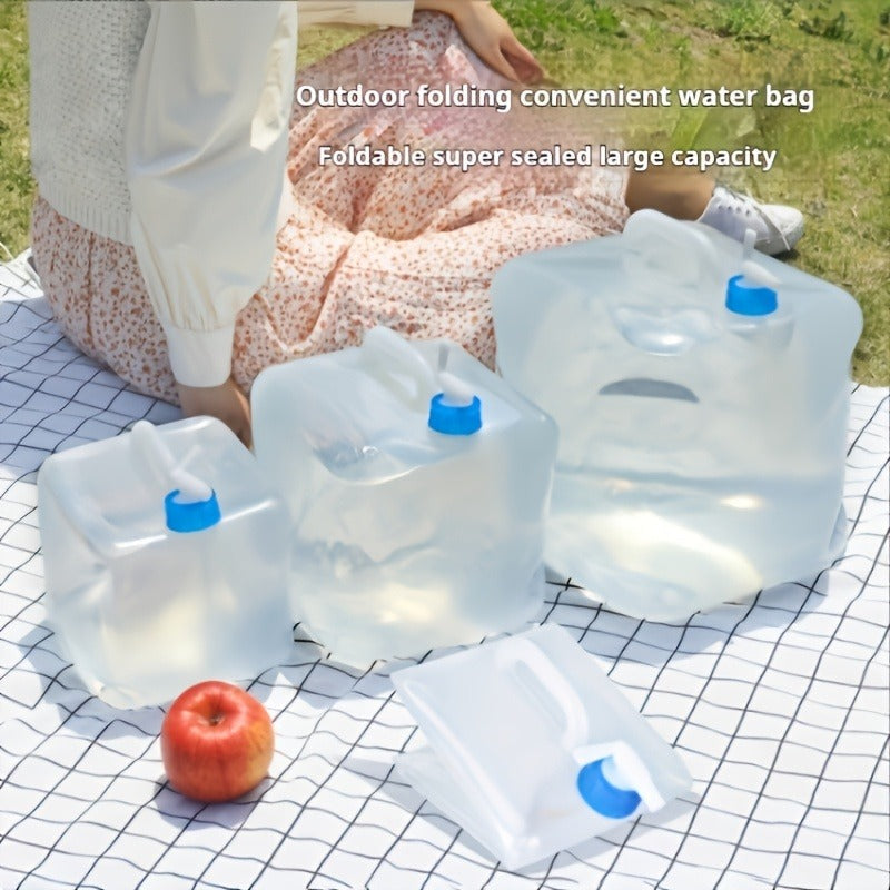Foldable Water Storage Container 5.28 Gallon, Food-Grade BPA-Free Collapsible Water Jug with Spigot & Handle, Leak-Proof Rectangular Design for Camping, Hiking, Emergency Backup, Road Trips & Outdoor Use