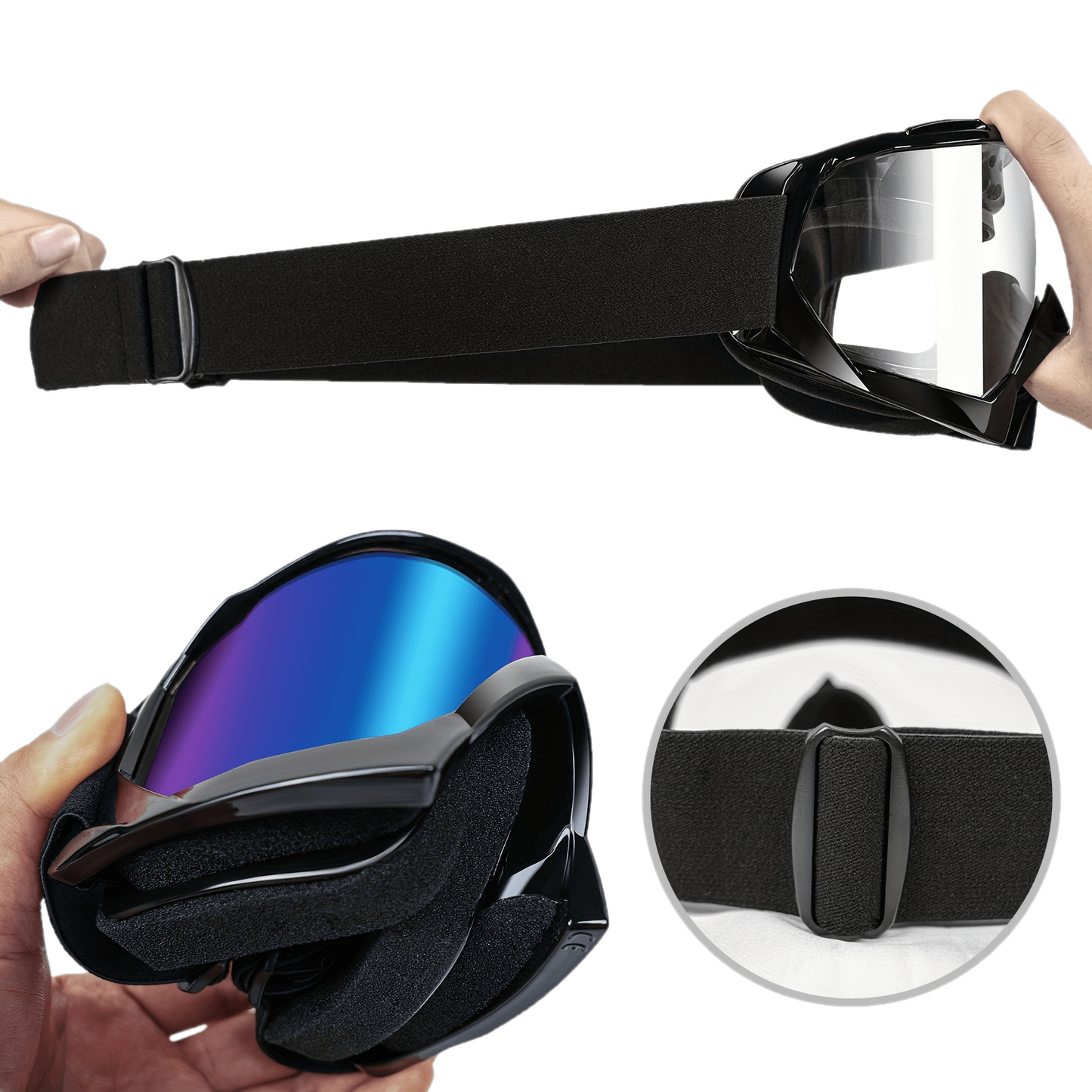 Ski Goggles with Headscarf Set – PC Lens TPU Frame, Windproof Dustproof, Helmet Compatible for Men Women Adults, Multiple Color Options