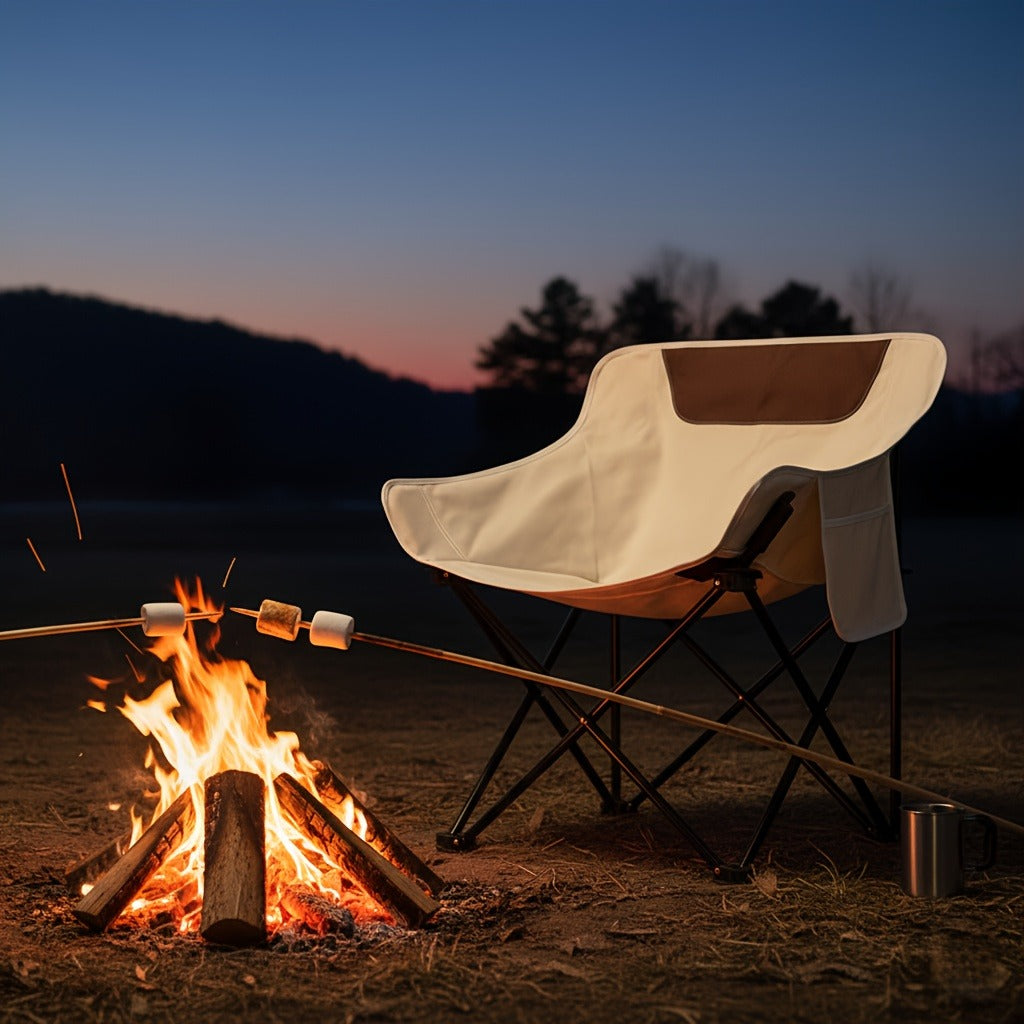 Moon Chair Folding Camping Chair Set 2/5 Pack with Storage Bag, Portable Outdoor Saucer Chair for Beach Fishing Picnic Barbecue Hiking