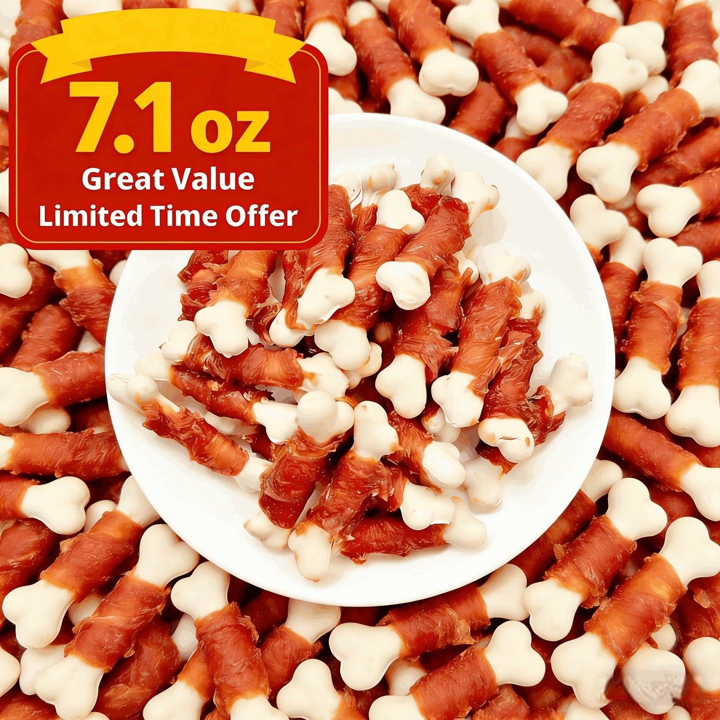 Duck Wrapped Dog Treats – Natural Duck Calcium Bones & Dried Chicken Breast, High Protein Digestible Chewing Rewards for Small Medium Large Dogs, Healthy Training Treats 203g
