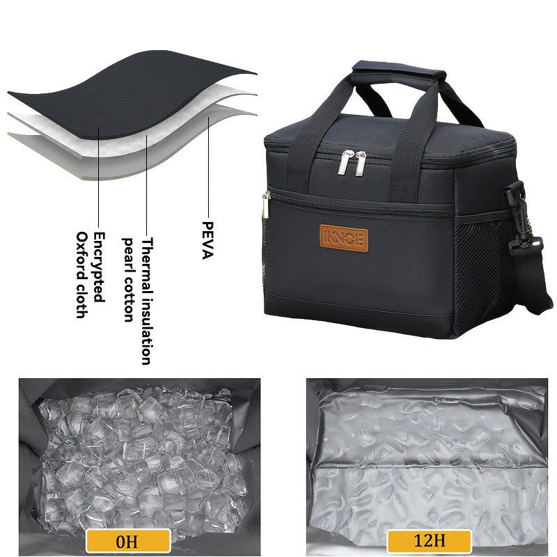 Insulated Lunch Bag Foldable Thermal Tote Leak-Proof Aluminum Foil Bento Box Carrier Reusable Cooler Bag Keeps Food Cold Fresh for Work Travel Picnic School