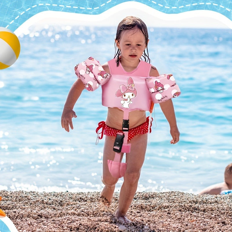 Toddler Swim Float Vest with Adjustable Straps - Sanrio Hello Kitty Pattern Kids Floating Jacket for Beginners Ages 1-9, Lightweight Water Safety Swim Aid for Boys Girls 20-66lbs, Pool Beach Lake