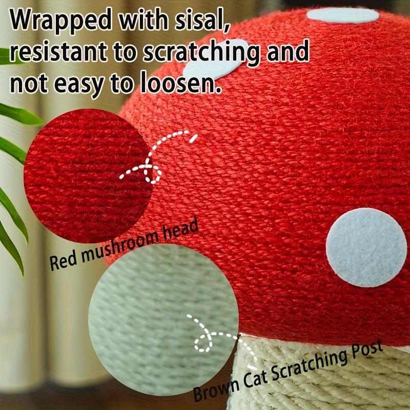 Cat Scratching Post Mushroom Sisal Board with Spinning Ball Track Interactive Toy for Cats and Kittens Stable Non-Slip Base Large