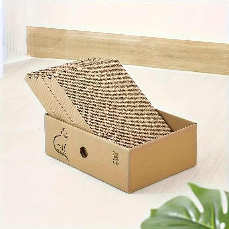 Cat Scratching Board & Bed Combo – 5-Layer Large Corrugated Cardboard Scratcher with Premium Texture, Replaceable Design for Indoor Cats & Kittens, Standard & Extra Large, Set of 5