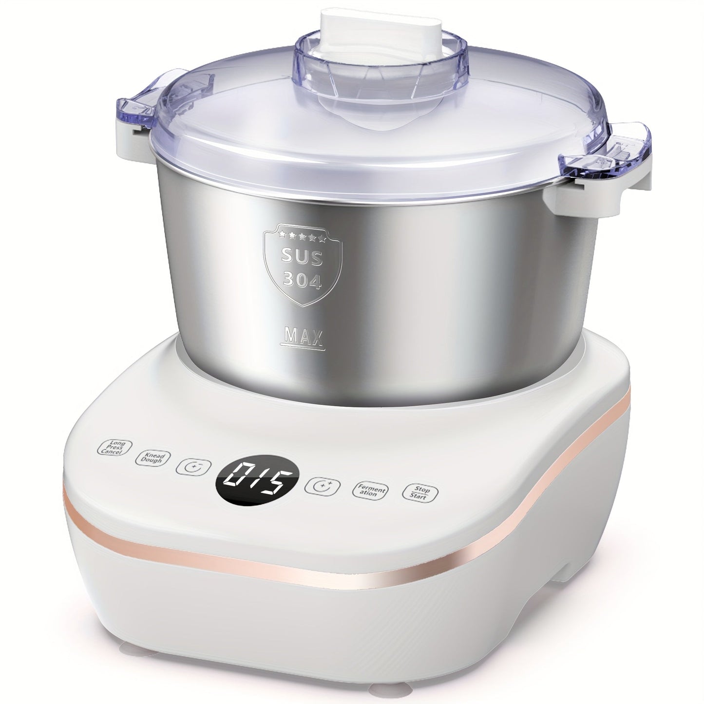 Electric Dough Maker 7Qt with Fermentation Function - 250W Dough Kneading Machine, 304 Stainless Steel Bowl, Microcomputer Timer, Constant Temperature Ferment, for Bread Pizza Pasta Dumplings, Red/White
