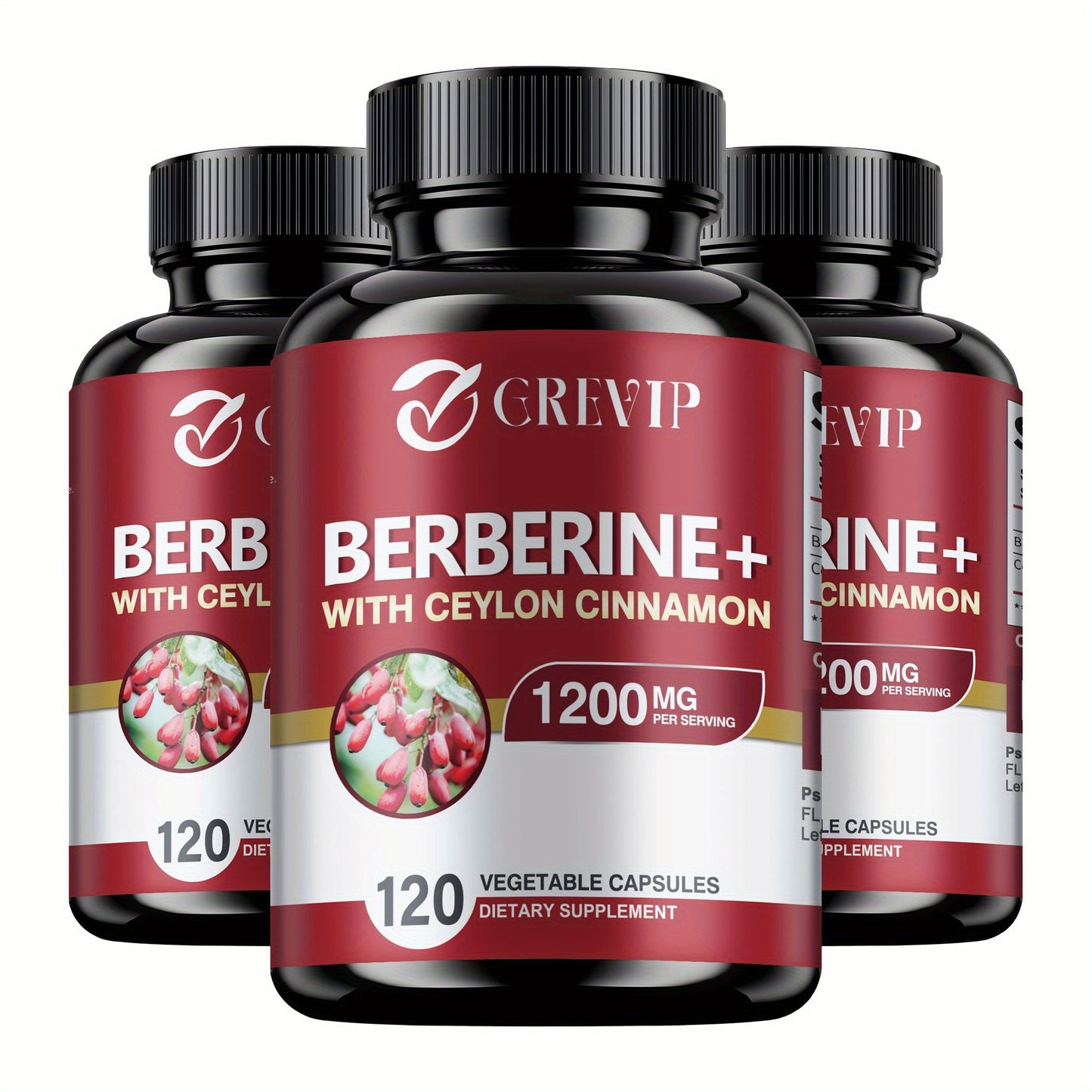 Berberine + Ceylon Cinnamon Supplement 120 Capsules – Support Healthy Cholesterol, Blood Sugar & Heart Health | Berberine HCl Dietary Supplement for Women & Men