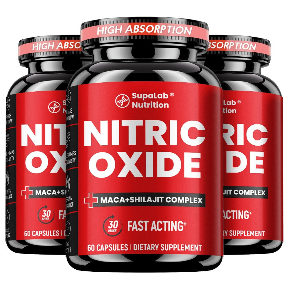 Nitric Oxide Supplement for Men with L-Arginine, L-Citrulline & Beetroot - Blood Flow, Energy & Focus Support - Men's Health Vitality Capsules - Buy 2 Get 1 Free Value Pack