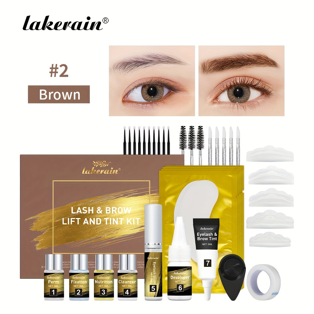 Lash Lift Kit & Brow Lamination Tint Set — 2-in-1 Eyelash Perm & Eyebrow Lamination with Black Brown Tint Dye, 4-6 Week Long-Lasting Results, DIY Home or Salon Use, Complete Beauty Kit for Women