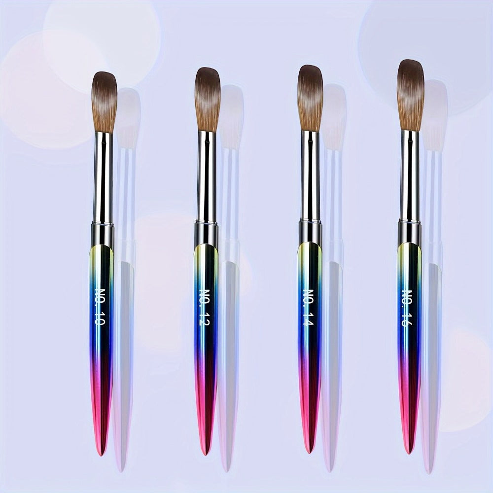 Kolinsky Acrylic Nail Brush Set 4Pcs – Sizes 10 12 14 16 for Acrylic Powder Application, Nail Extensions & 3D Nail Art Carving, Professional Nail Brushes