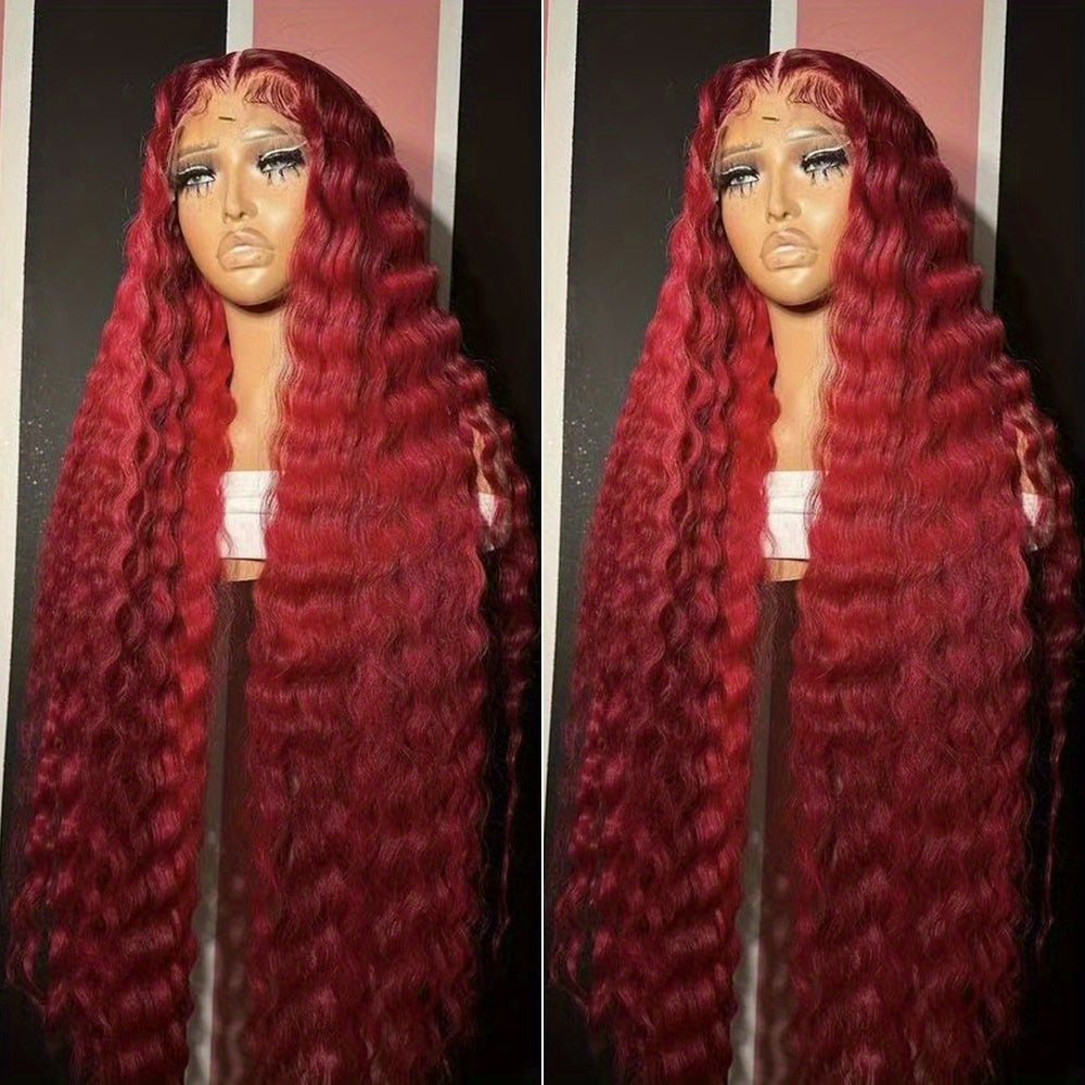 Curly Synthetic Lace Front Wig 13x4 Deep Part Loose Wavy Heat Resistant Glueless Pre Plucked 24 & 32 Inch Natural Black Highlight for Women Halloween Party Daily Wear