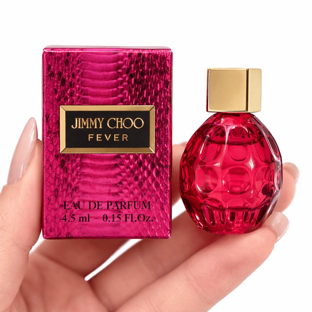 Jimmy Choo Fever Eau de Parfum Mini 4.5ml Travel Size — Sweet Floral Gourmand Designer Perfume | Plum Cherry Vanilla Sandalwood | Long-Lasting Luxury Fragrance for Women