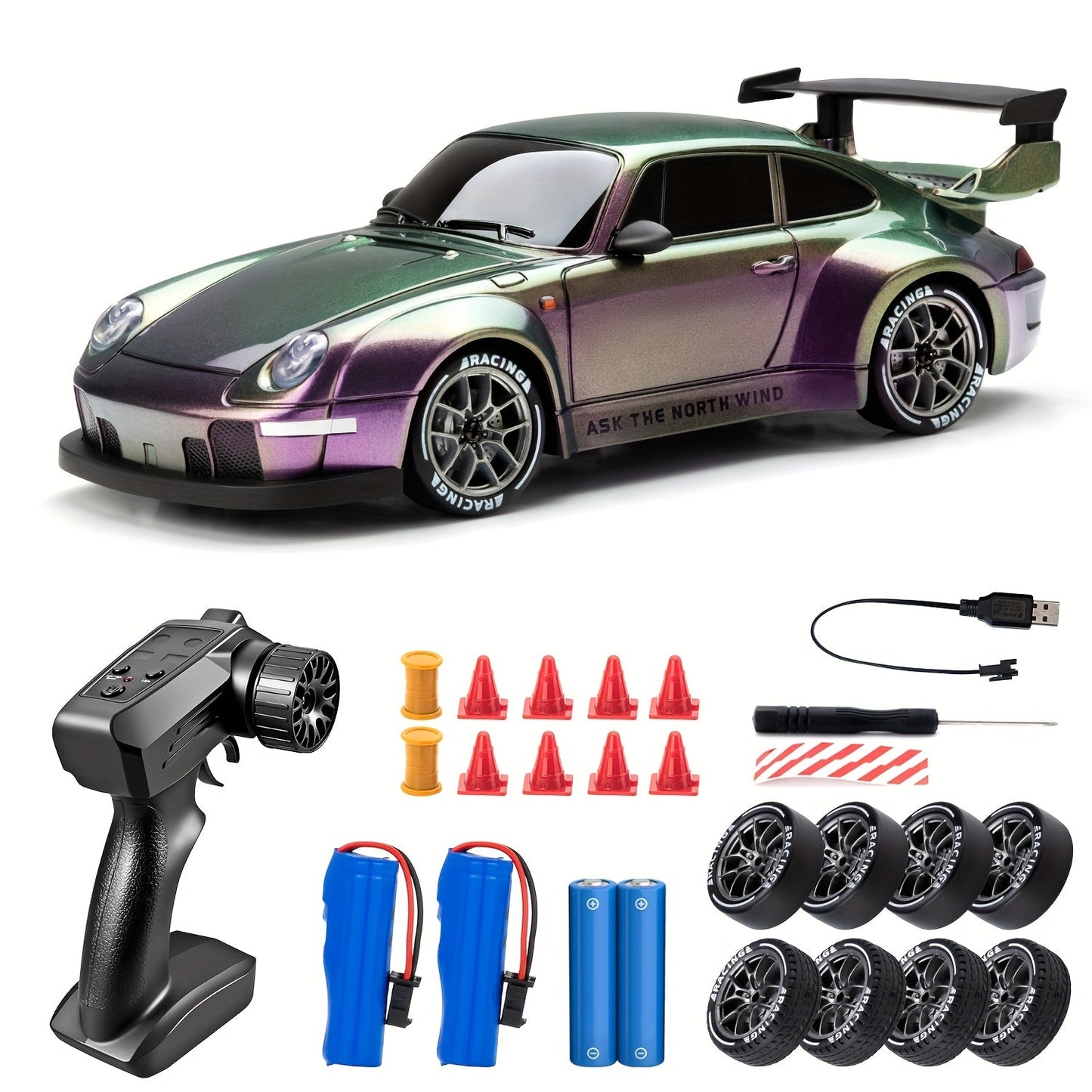 Drift RC Car 1:24 Scale S814 High-Speed 360° Spin Remote Control Stunt Car for Kids Teens Adults – Indoor Outdoor Drift Vehicle Toy, Birthday Christmas Gift, 5 Colors Grey Orange Blue Green Purple