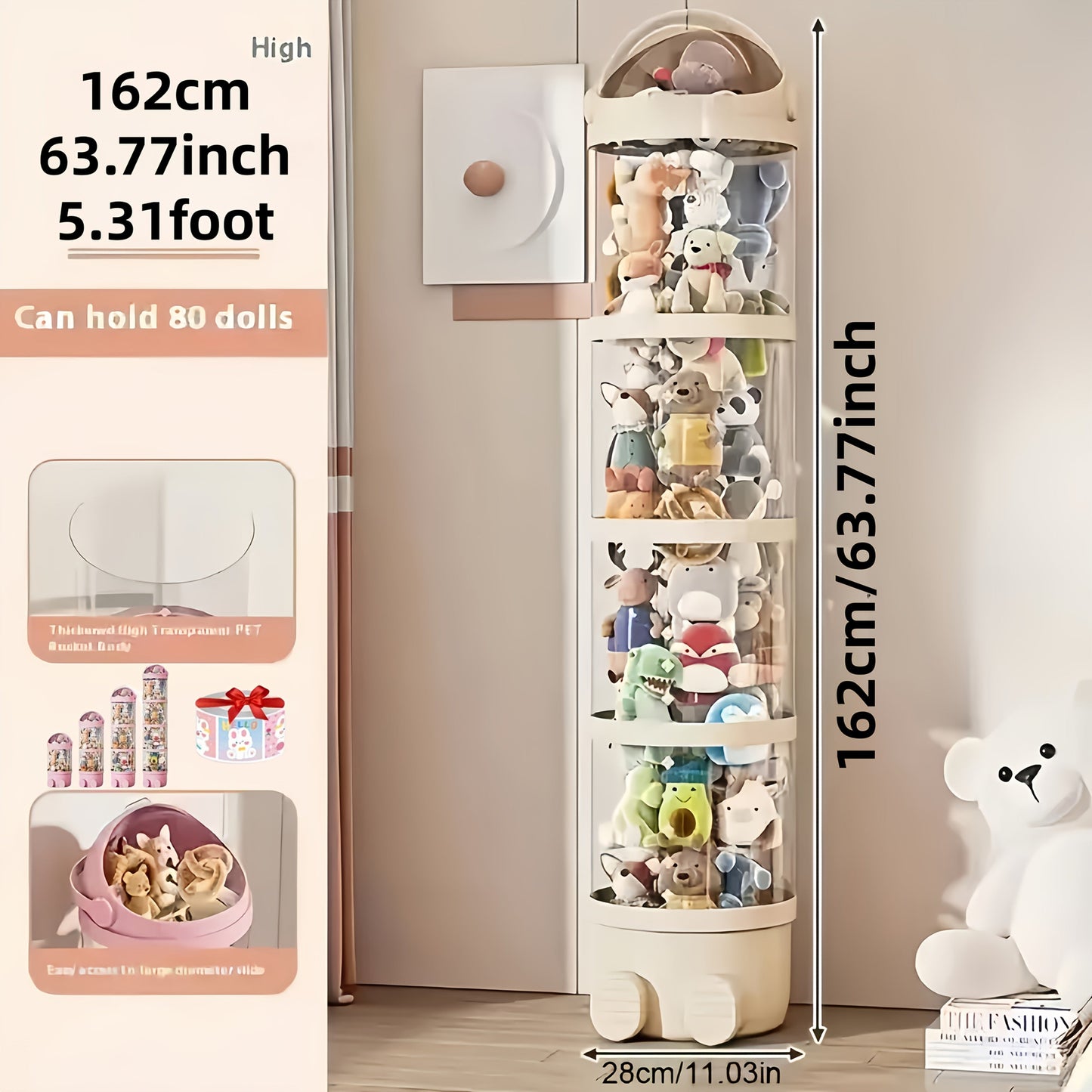 Toy Storage Organizer shown in the Yellow, 63.8inch option