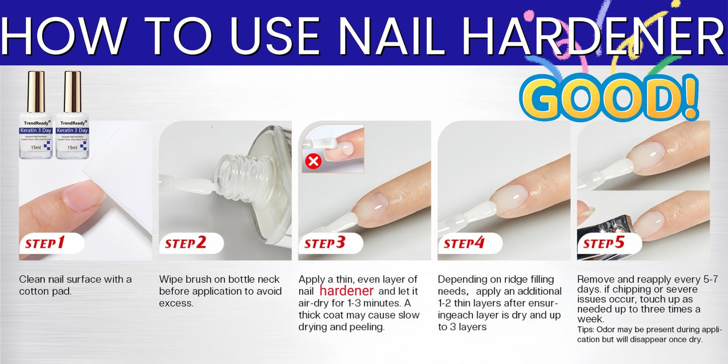 Nail Hardener for Weak Brittle Splitting Nails 2 Pack - Extra Strong Fast Drying Long Lasting White Nail Strengthener with Vitamin E Base Coat Manicure Treatment for Women Nail Care