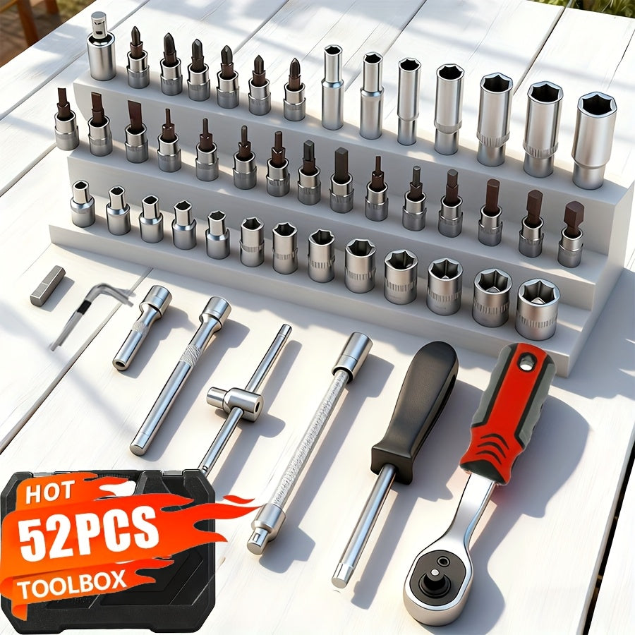 171/130/52/45pcs A Fully Functional Outdoor Emergency Vehicle Repair Tool Kit, An Integrated Solution For Vehicle, Bicycle And Motorcycle Maintenance, A Multi-functional Manual Combination Wrench Set, Without Batteries, For Male Use Only