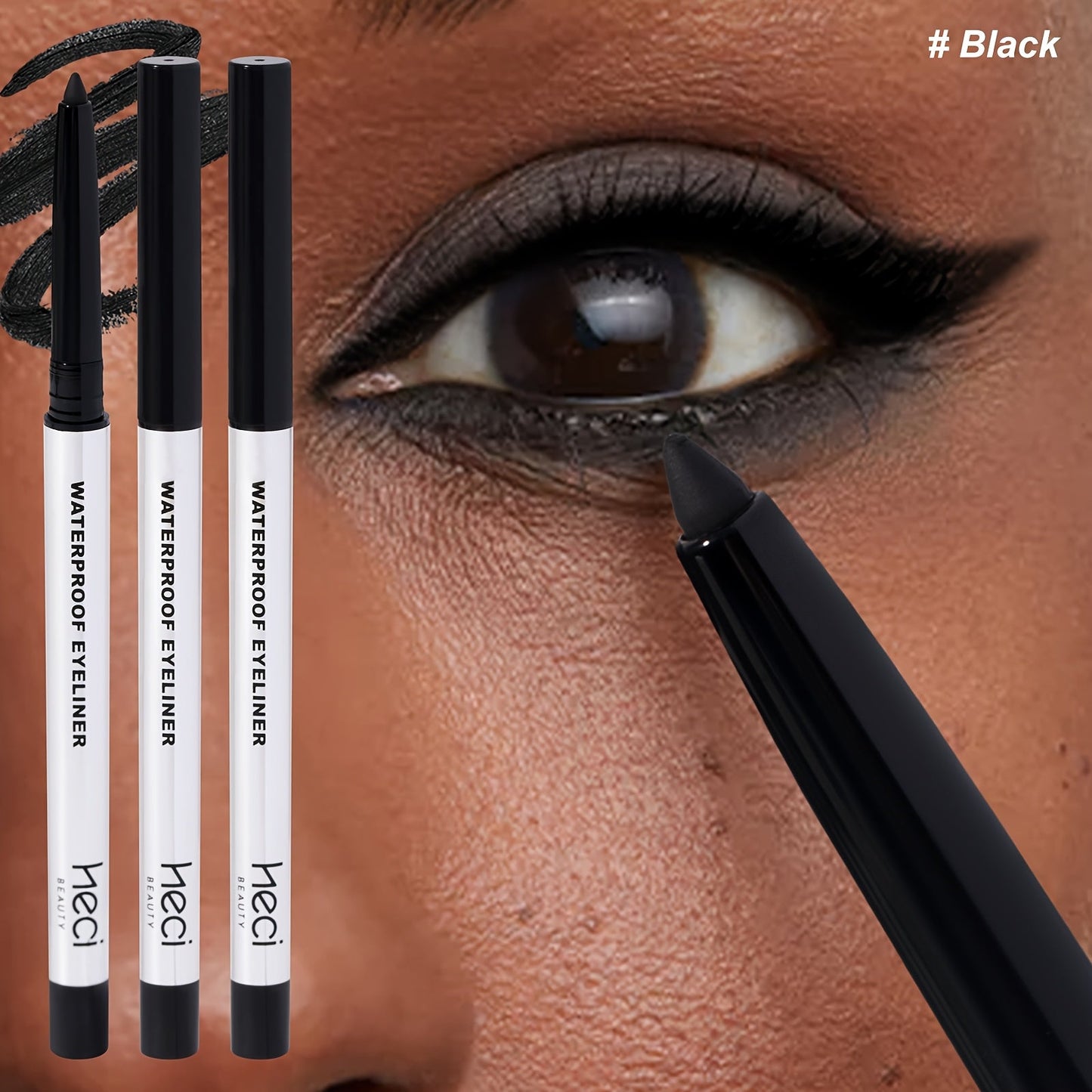 Quick-Dry Brown & Black Gel Eyeliner Pencil 3 Pack Waterproof Long-Lasting Smudge-Proof – Matte Creamy Formula Beginner Friendly Sensitive Eyes Contact Lens Safe 12H Precision Eye Makeup Women