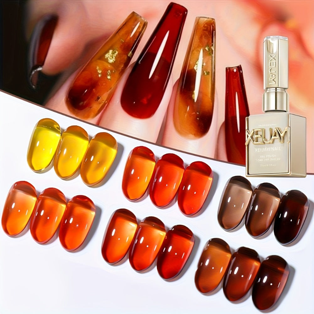 Magnetic Nail Gel Polish Set 6pcs 0.51oz Amber Aurora — Holographic Multicolor Shimmer Cat Eye UV LED Soak-Off Gel Nail Art Kit for Women, 2025 Trending Salon & Home Manicure Shades 101-138