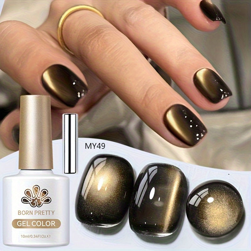 Black Cat Eye Magnetic Gel Nail Polish 10ml Glass Bead Iridescent Multicolor Shimmer – Soak-Off UV LED 30-Day Wear Shiny Line Effect, Salon Quality Nail Art for Women DIY Home Manicure