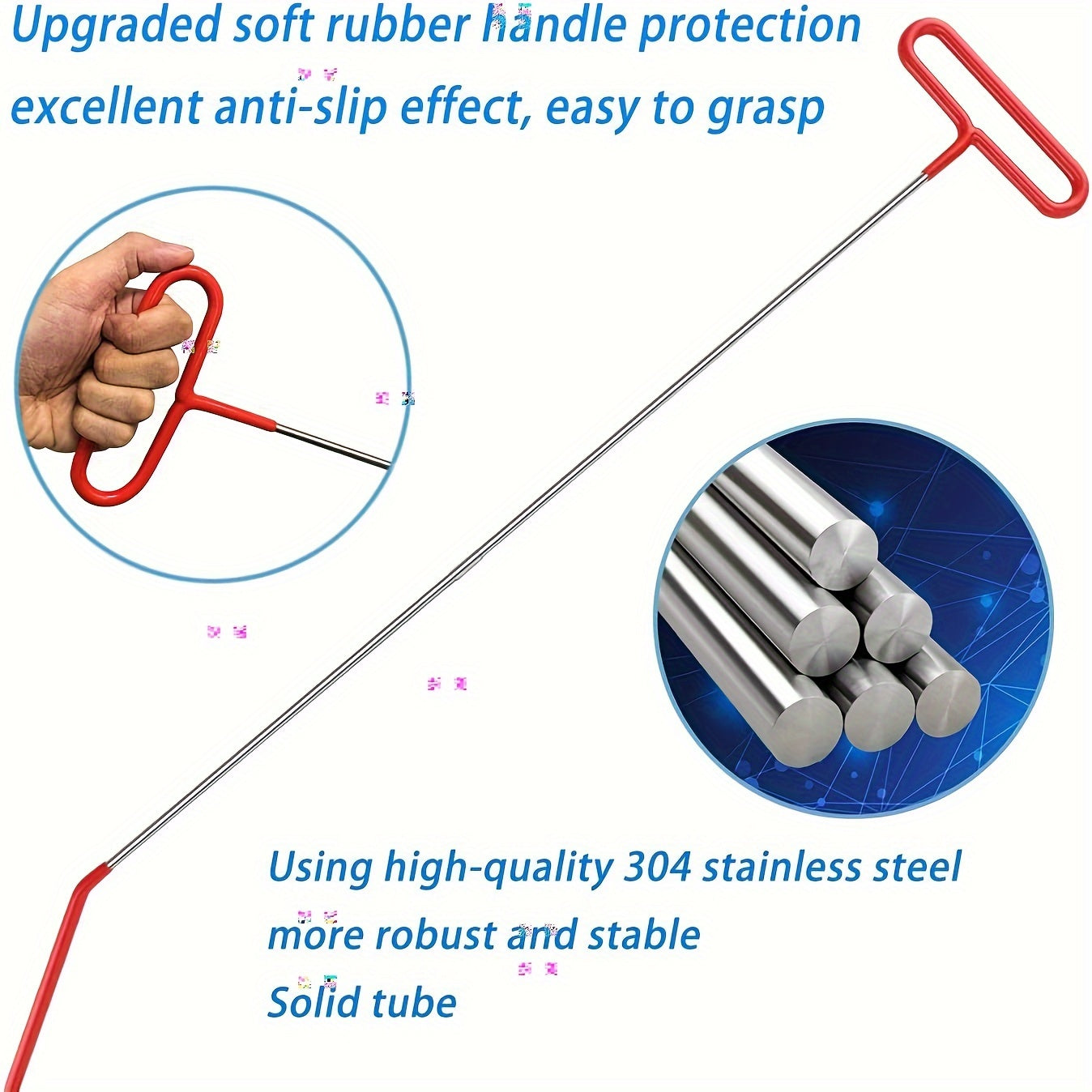 Stainless Steel Assorted 5th Wheel Pin Puller - 68 Inches Pull Hook J-Hook/Tool Car Emergency Hook Tree Cleaning Hook Red Hook Trailer Box Heavy Duty