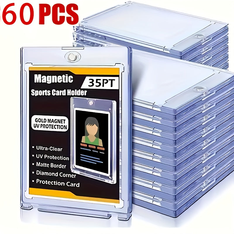 30pt Magnetic Card Holders 30/60 Pack – Clear Hard Plastic One-Touch Trading Card Cases, Protective Display Holders for Baseball, Sports, Pokemon & Game Cards, Bulk Set for Collectors
