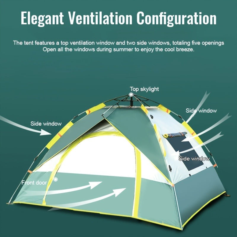 Automatic Instant Setup Camping Tent for 1-3 or 3-4 Persons - Full Season Pop Up Tent with Double Doors & Mesh Windows, Windproof Lightweight Backpacking Tent for Camping, Hiking, Hunting, Travel & Outdoor Shelter