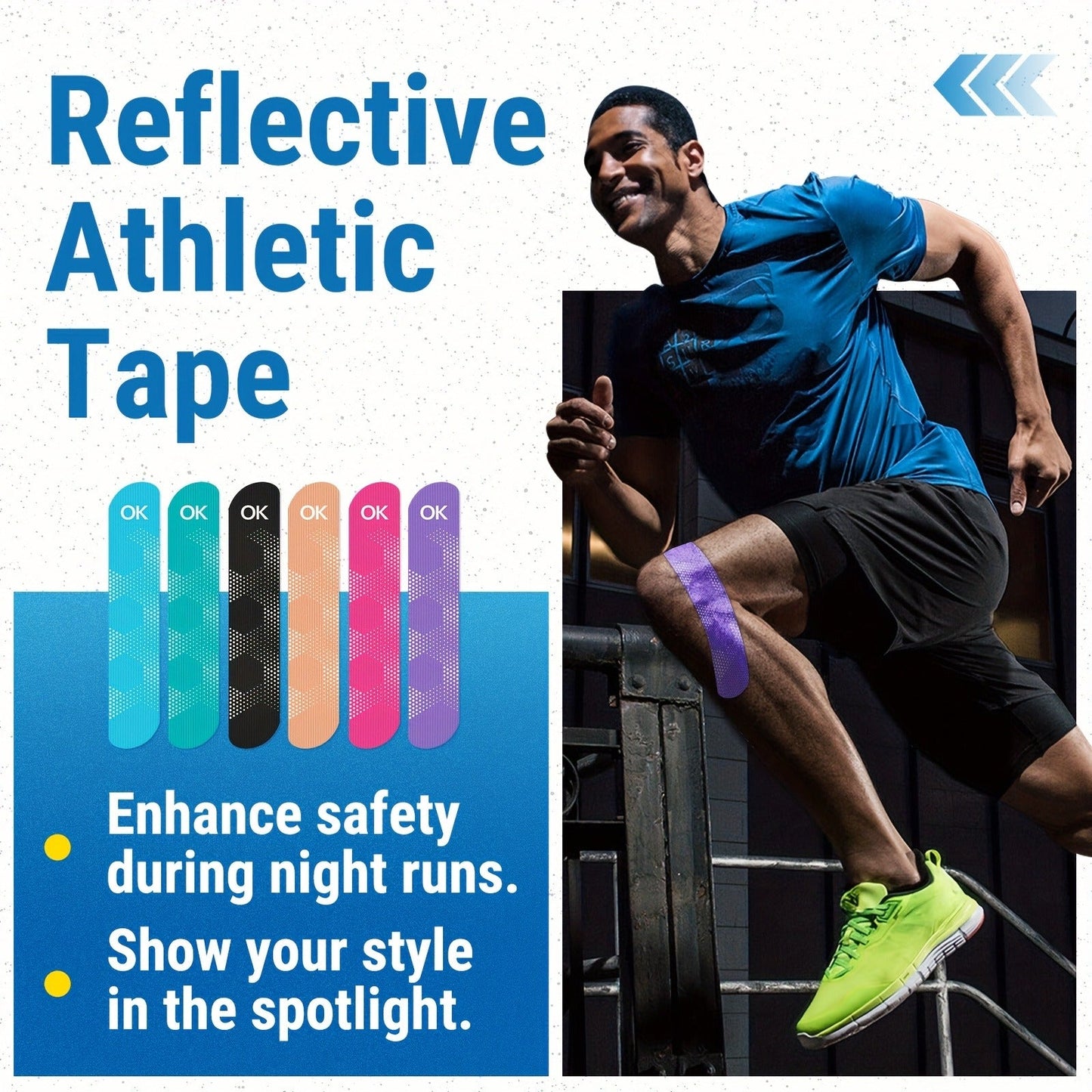 Sports Kinesiology Tape 20 Precut Strips Purple Reflective – Elastic Synthetic Athletic Muscle Support Tape, Quick Adhesion, 2" x 10" Each, Waterproof Performance K Tape for Running, Gym & Injury Recovery