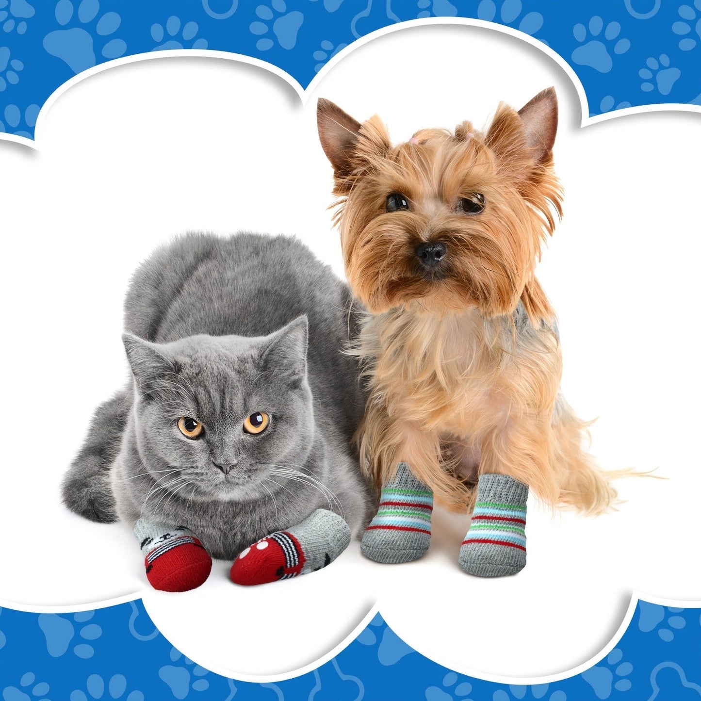 Non-Slip Dog Socks 24-Pack 6 Styles Paw Protector with Traction Control – Anti-Slip Pet Puppy Socks for Hot Pavement, Hardwood Floor & Outdoor Use, Fits Small Medium Large Dogs