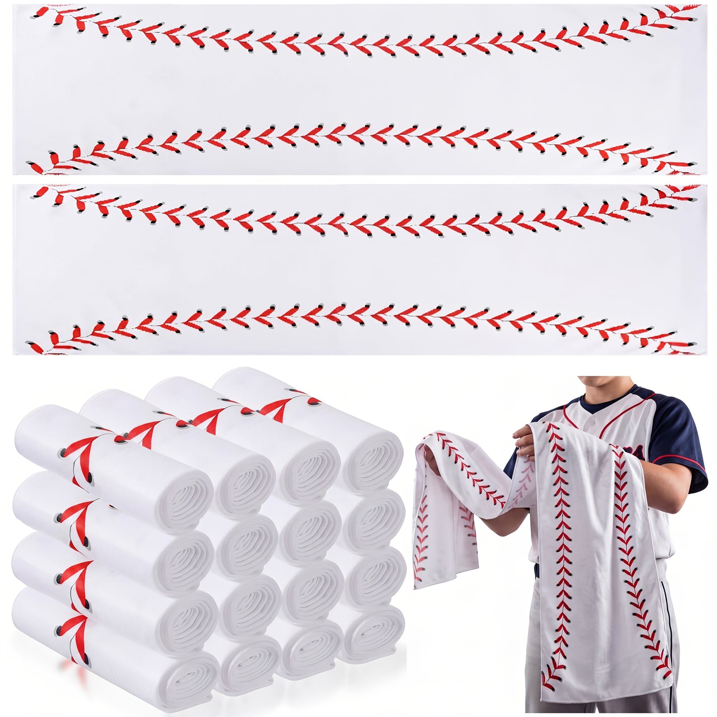 Cooling Towels for Sports 12-Pack – 47”×12” Instant Chilling Ice Towel for Baseball, Gym, Running & Outdoor Activities, Breathable Soft Cooling Rag for Athletes, Players & Coaches, Team Gift Set