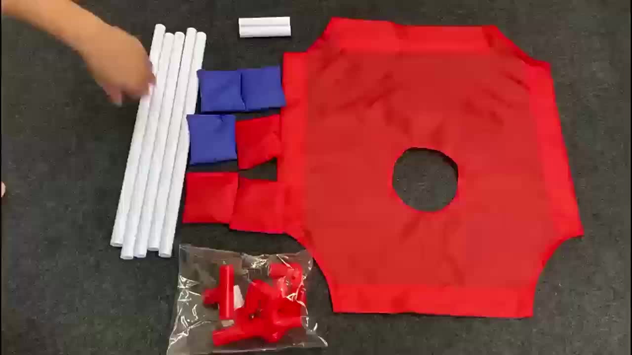Portable Cornhole Game Set with 12 Bean Bags, Red & Blue Outdoor Toss Game Board for Backyard Camping Family Parties Holiday Gifts