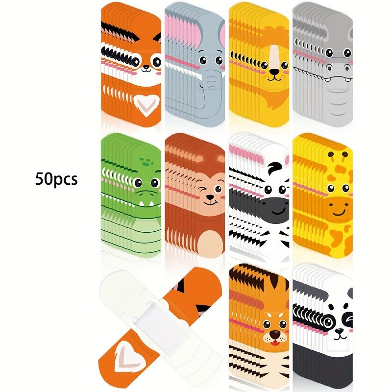 Animal Print Bandages 200pcs - Cute Kids Adhesive Bandages with 10 Fun Animal Designs, PE Waterproof Wound Care Strips for Minor Cuts & Scratches, Family First Aid Kit Refill
