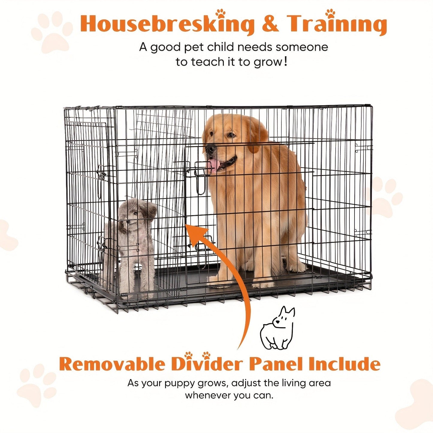 Folding Metal Dog Crate with Divider & Removable Tray – 36 Inch Portable Reinforced Kennel for Indoor & Outdoor Use